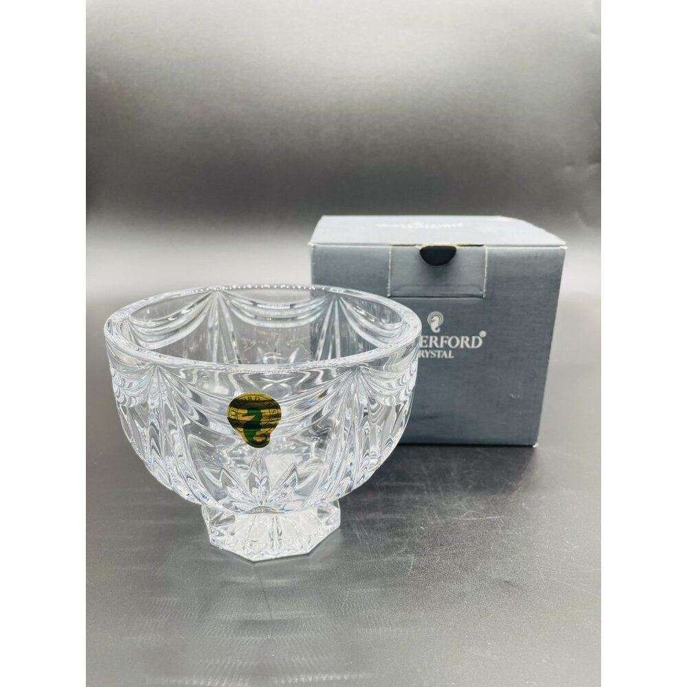 New In Box Waterford Lead Crystal Variety Bowl 5 Inches Across #159850 Footed
